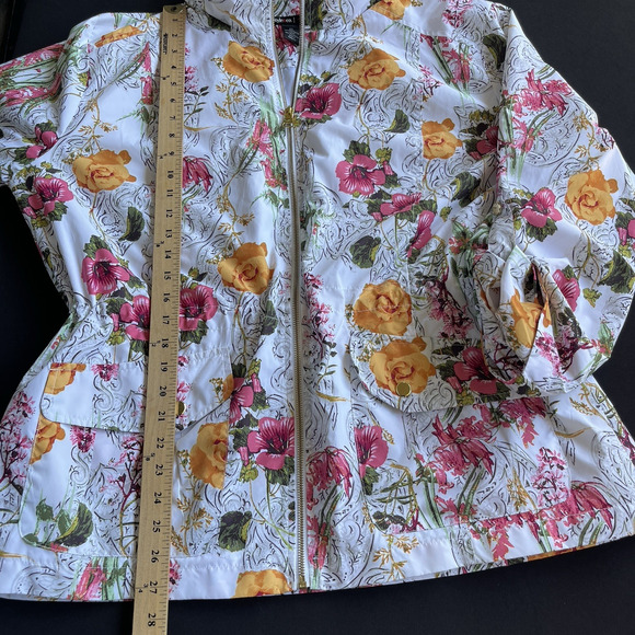 Style & Co Sport Full Womens Jacket Extra Large XL Floral Full Zip Hidden Hooded - Picture 9 of 10